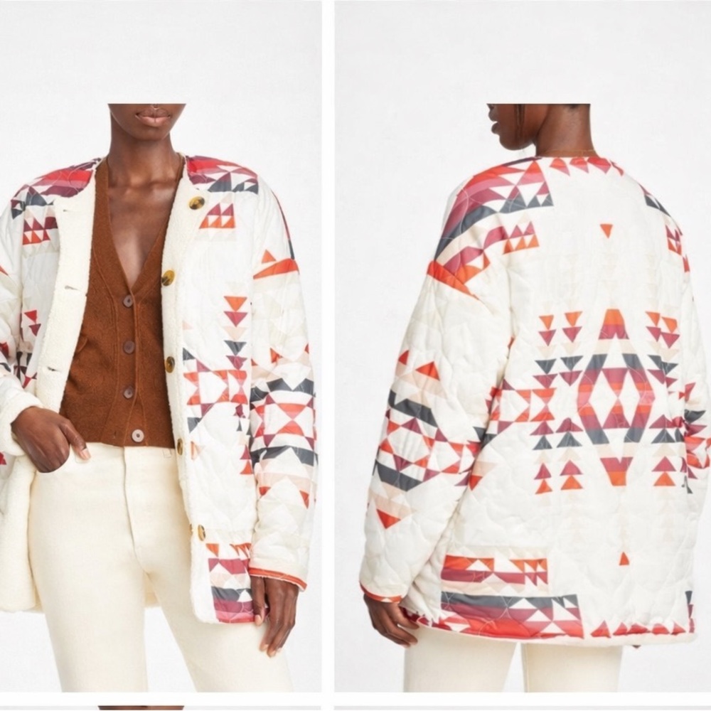 Pendleton Reversible Quilted Coat Southwest Pattern Fleece Inner Exclusive XS